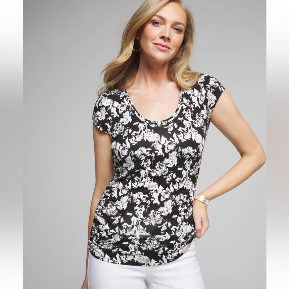 NWT Outlet WHBM Cap Sleeve Side Ruched Tee